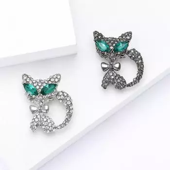 Модная винтажная брошь в виде кошки из сплава со стразами, нежная, милая, женская, кардиган, пальто, корсаж, аксессуары, булавка