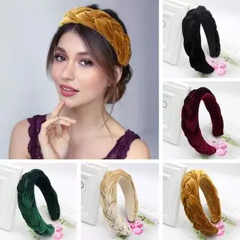 Модная винтажная однотонная осенне-зимняя повязка для волос, женская повязка на голову, головной убор из губки