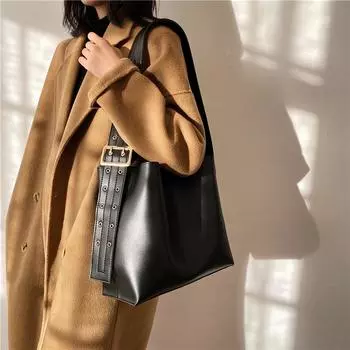 Модная винтажная сумка-тоут с широким плечевым ремнем, вместительная, повседневная, универсальная, через плечо, женская, новая, модная (30cm<Max Length<50cm)