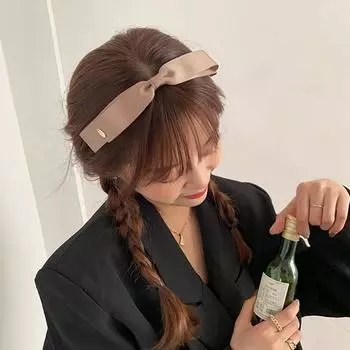 Модная винтажная ткань для женщин, однотонная повязка на голову с бантом, головной убор, аксессуары для волос, обруч для волос чёрный