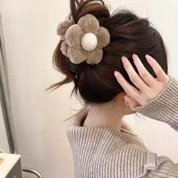 Модная винтажная заколка для волос в виде акулы на осень-зиму, плюшевая заколка для волос в виде цветка, простая заколка для волос в виде клешни краба, аксессуары для волос для девочек, головной убор в подарок света кофе