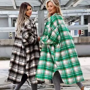 Модная винтажная женская блузка с цветными блоками, удлиненная блузка с длинным рукавом, свободная прямая верхняя одежда 2021 Fashion Tide S чёрный