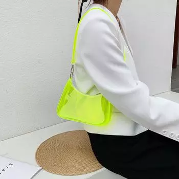 Модная винтажная женская однотонная прозрачная сумка через подмышку, повседневная женская сумка-хобо прозрачный