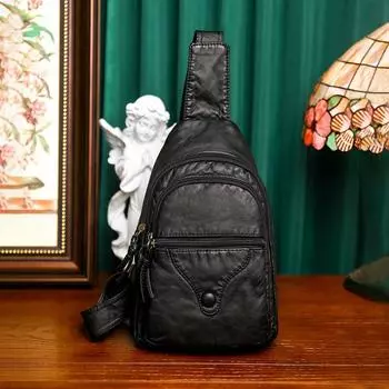 Модная, вместительная сумка через плечо, повседневная, легкая, из мягкой искусственной кожи, женская, простая и универсальная, нагрудная сумка из выстиранной кожи