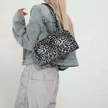 Модная вместительная высококачественная текстурированная сумка подмышкой для женщин, новая бейсбольная сумка с леопардовым принтом, повседневная сумка