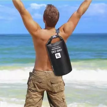 Модная водонепроницаемая сумка для отдыха на природе, водонепроницаемая сумка с диагональным крестом для пляжа, ручная сумка-ведро для плавания, хранения вещей, пляжной рыбалки 5L shoulder bag чёрный