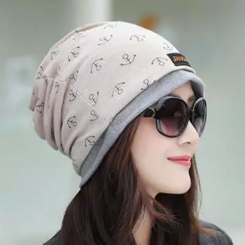 Модная вязаная крючком шапка с принтом осень-зима теплая комфортная женская шапка-косынка послеродовая шапка One size