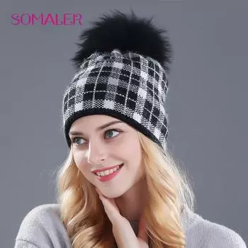 Модная вязаная шапка-бини с черепом и драгоценными камнями со съемным помпоном из натурального меха зимняя шерстяная женская вязаная шапка-бини чёрный