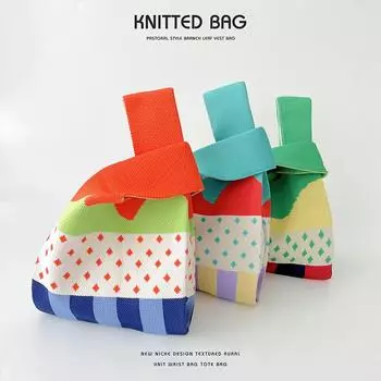 Модная вязаная сумка-тоут с цветными блоками в виде мороженого