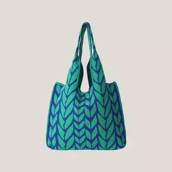 Модная вязаная женская сумка с колосьями пшеницы, вязаная крючком сумка, мягкая большая сумка-тоут, сумки-шоппер для женщин, кошелек для денег 35x6x38 см зелёный