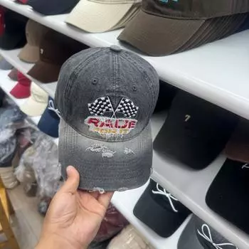 Модная вышитая бейсболка из выбеленного денима для мужчин, винтажная Y2k, папины шляпы, мужские кепки, женские уличные шляпы от солнца с дырками Adjustable серый