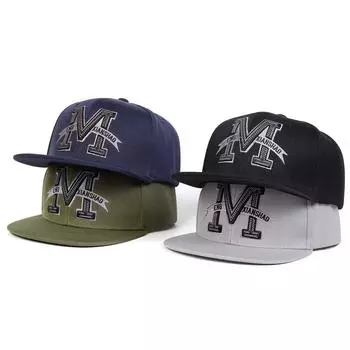Модная вышитая буква M шляпа от солнца для мужчин, уличная регулируемая бейсболка, плоская уличная танцевальная шляпа, кепки для хип-хопа, аксессуары чёрный