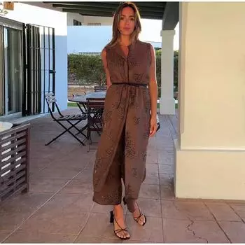 Модная вышитая майка для женщин в стиле ретро с круглым вырезом без рукавов с поясом длинный жилет лето осень уличные женские жилеты XS