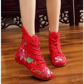 Модная вышитая обувь, женские балетки из вышитого холста ручной работы, удобные китайские балетки для женщин, веганские 34