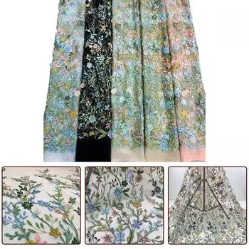 Модная вышитая ткань белого/черного/бежевого/абрикосового цвета абрикосовый