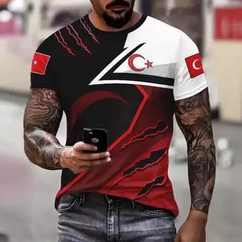 Модная высококачественная футболка с короткими рукавами и круглым вырезом с цветным градиентом S