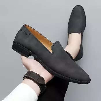 Модная высококачественная мужская обувь из мягкой натуральной кожи, мужские мокасины ручной работы, повседневная обувь для отдыха на природе, мужские мокасины ручной работы, мужская офисная обувь 36 чёрный