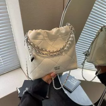 Модная высококачественная плиссированная сумка-ведро для женщин 2024 года, летняя новая простая и универсальная сумка через плечо, женская сумка через плечо бежевый