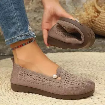 Модная высококачественная женская обувь весна-осень модная однотонная круглая тканевая дышащая и удобная женская обувь на плоской подошве 36 кофейный