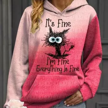 Модная забавная 3D градиентная печать с капюшоном весна-осень женская одежда пуловер толстовка повседневная уличная одежда Y2K спортивные толстовки S