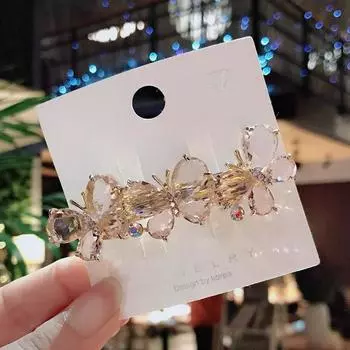 Модная заколка для волос с бабочкой и кристаллами, большая заколка с цветком, весенняя заколка, милый женский головной убор с заколкой в виде утконоса Size fits all