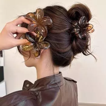 Модная заколка для волос в виде цветка для женщин, гавайская акриловая большая заколка для волос в виде крабовой заколки кофейного цвета в виде акулы, головной убор, аксессуары для волос перидот