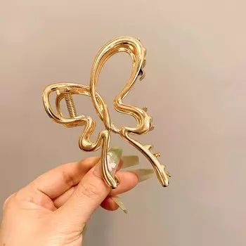 Модная заколка для волос в виде полой бабочки серебристого цвета для женщин, простая металлическая заколка-краб для хвостика, головной убор, аксессуары для волос