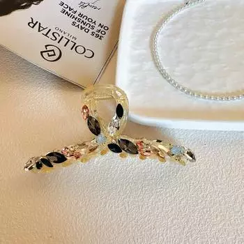 Модная заколка-краб для волос большого размера с ультраблестящими полностью бриллиантовыми элементами в форме креста, корейская заколка-акула высокого класса для женщин