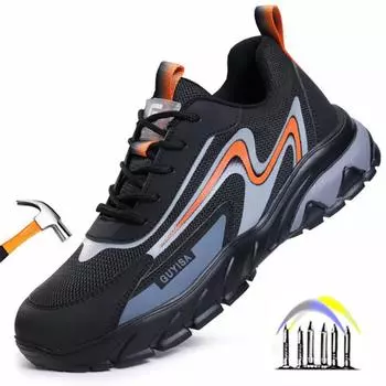 Модная защитная обувь для мужчин, рабочая обувь с защитой от проколов и стальным носком, рабочие кроссовки с защитой от ударов для мужчин, нескользящая обувь 37