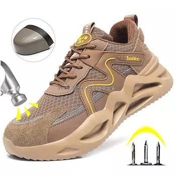 Модная защитная обувь для мужчин, рабочие защитные ботинки со стальным носком, дышащие рабочие кроссовки, противоударные, противоударные, рабочие туфли для мужчин, утепленные 6kv 36