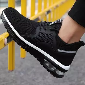 Модная защитная обувь, мужская обувь со стальным носком, устойчивые к проколам мужские кроссовки, неразрушимые рабочие защитные ботинки, мужская обувь, рабочие ботинки 36 чёрный