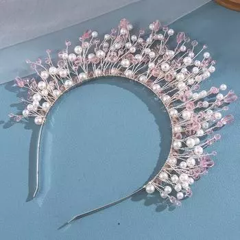 Модная жемчужная повязка на голову Тиара Кристальная повязка для волос Для женщин Конкурс Выпускной Свадебные аксессуары для волос Ювелирное изделие Повязка Подарок