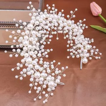 Модная жемчужная ручной работы повязка на голову, ободок, тиара для женщин, для вечеринки, выпускного, свадебных причесок, аксессуары для волос, украшения, лента для волос, подарок