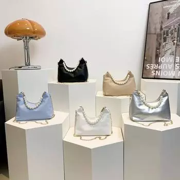 Модная жемчужная сумка для женщин, новая нишевая дизайнерская сумка на одно плечо с цепочкой, маленькая сумка для свежих пельменей