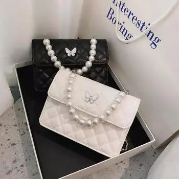Модная жемчужная сумка на плечо из искусственной кожи, женские модные универсальные сумки-тоут подмышками белый