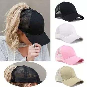 Модная женская бейсболка с хвостиком Snapback Hat Messy Bun Mesh Hat Спортивная шляпа от солнца белый