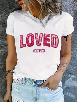 Модная женская белая футболка с разнообразным оригинальным дизайном, круглым вырезом и короткими рукавами S