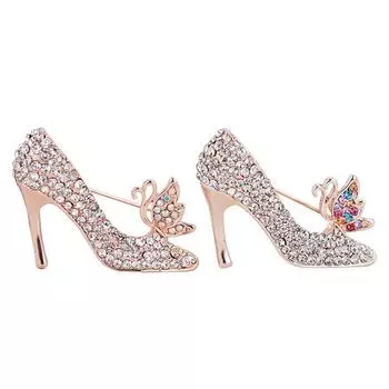 Модная женская брошь на высоком каблуке со стразами, значок, ювелирные аксессуары, подарки белый