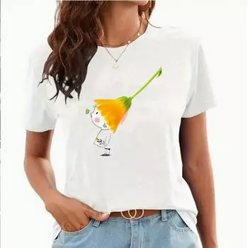 Модная женская цветочная шляпа с принтом для мальчиков, забавная повседневная футболка с круглым вырезом и короткими рукавами, летняя женская футболка XS белый