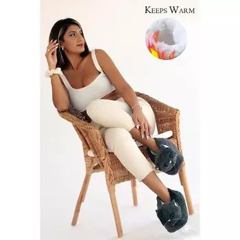 Модная женская домашняя обувь с милым котом на толстой подошве Panduf 001-4050-22