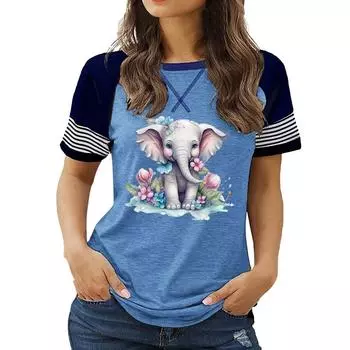 Модная женская футболка больших размеров с круглым вырезом, короткими рукавами и цветочным принтом на лето S