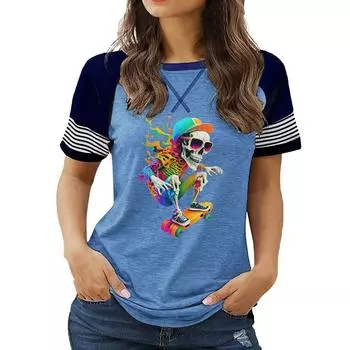 Модная женская футболка больших размеров с круглым вырезом, короткими рукавами и цветочным принтом на лето S