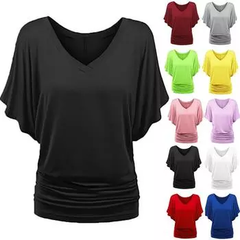 Женские блузки с v- образным вырезом XL чёрный