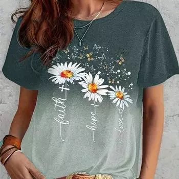 Модная женская футболка с буквенным цветочным принтом, забавная повседневная футболка с круглым вырезом и короткими рукавами, летняя женская футболка XS розовый