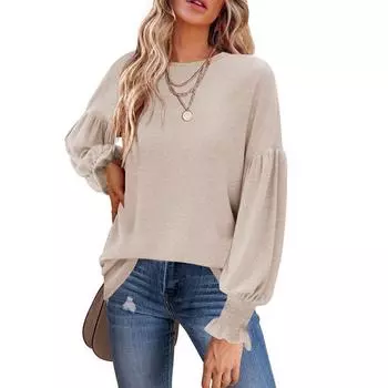 Модная женская футболка с длинными рукавами S чёрный