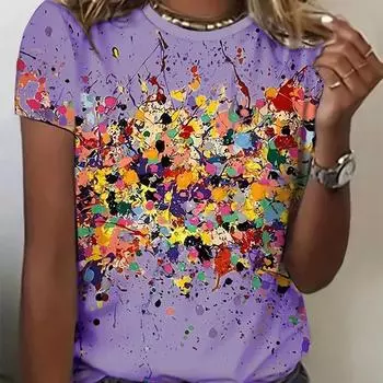 Модная женская футболка с граффити и цветочным принтом, забавная повседневная футболка с круглым вырезом и короткими рукавами, летняя женская футболка XS розовый