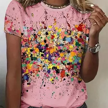 Модная женская футболка с граффити и принтом, забавная повседневная футболка с круглым вырезом и короткими рукавами, летняя женская футболка XS розовый