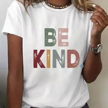 Модная женская футболка с графическим принтом - повседневный топ с коротким рукавом и круглым вырезом - легкая и дышащая S