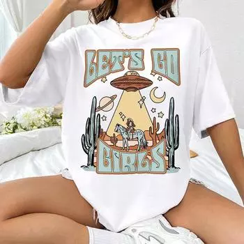Модная женская футболка с ковбойским принтом кактуса и лошади, забавная повседневная футболка с круглым вырезом и короткими рукавами, летняя женская футболка XS розовый