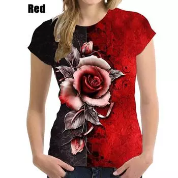 Модная женская футболка с красивым цветком, женская футболка, уличная одежда в стиле хип-хоп, женская одежда в стиле Харадзюку, повседневные топы, футболка 6xl M